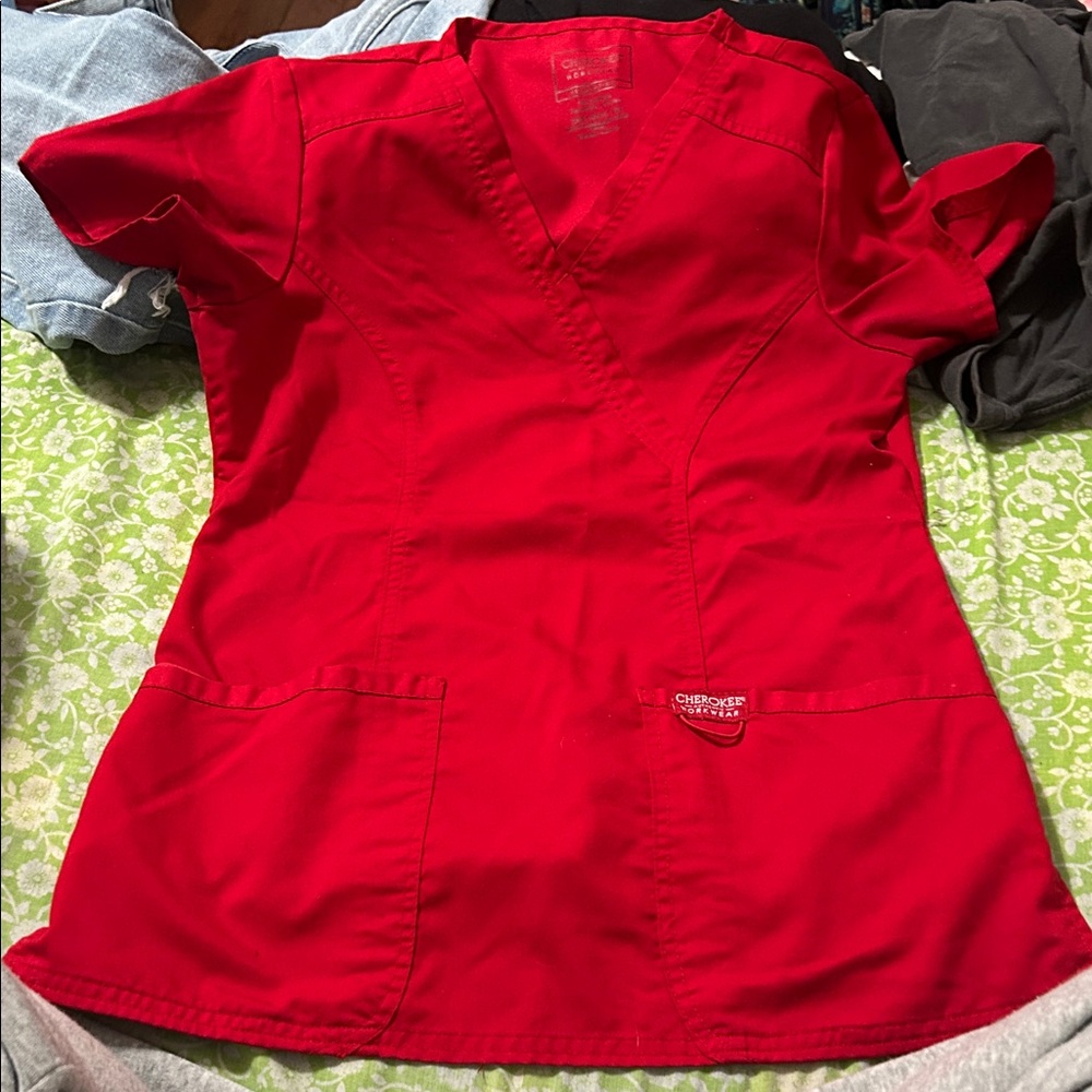 Cherokee Women's Bright Red V-Neck Blouse